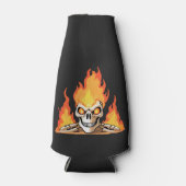Retro Dead Burning Skelett Schädel in Feuer Flaschenkühler (Vorderseite)