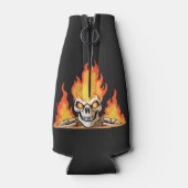 Retro Dead Burning Skelett Schädel in Feuer Flaschenkühler (Rückseite)