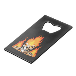 Retro Dead Burning Skelett Schädel in Feuer Geldbeutel Flaschenöffner