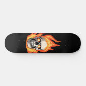 Retro Dead Burning Skelett Schädel in Feuer Skateboard (Horizontal)