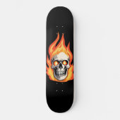 Retro Dead Burning Skelett Schädel in Feuer Skateboard (Vorderseite)