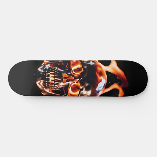 Retro Dead Burning Skelett Schädel in Feuer Skateboard (Horizontal)