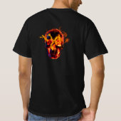 Retro Dead Burning Skelett Schädel in Feuer T-Shirt (Rückseite)