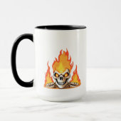 Retro Dead Burning Skelett Schädel in Feuer Tasse (Links)