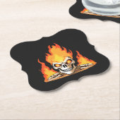 Retro Dead Burning Skelett Schädel in Feuer Untersetzer (angewinkelt)