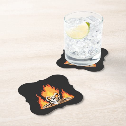 Retro Dead Burning Skelett Schädel in Feuer Untersetzer (Vor Ort)
