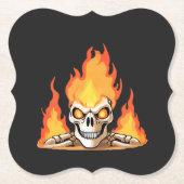 Retro Dead Burning Skelett Schädel in Feuer Untersetzer (Vorderseite)