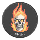Retro Dead Burning Skelett Skelett Schädel im Feue Eishockey Puck (Vorderseite)