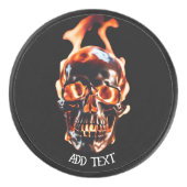 Retro Dead Burning Skelett Skelett Schädel im Feue Eishockey Puck (Vorderseite)