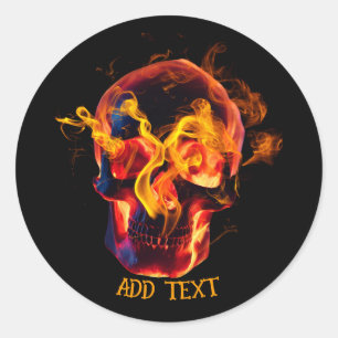 Retro Dead Burning Skelett Skelett Schädel im Feue Runder Aufkleber