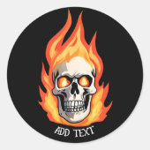 Retro Dead Burning Skelett Skelett Schädel im Feue Runder Aufkleber (Vorderseite)