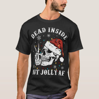 Retro Dead Inside aber Jolly Af Skeleton Weihnacht T-Shirt