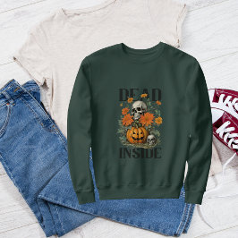 Retro Dead Inside Halloween Skull and Pumpkin Sweatshirt