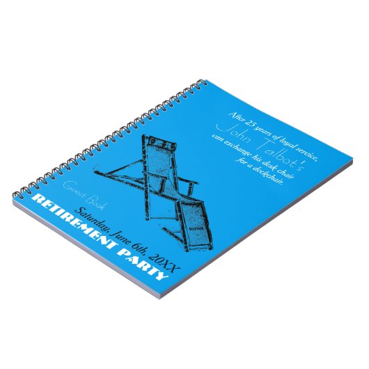 Retro Deckstuhl Party Pension Blue Gästebuch 2 Notizblock (Linke Seite)