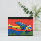 Retro-Deco-Flugzeug Postkarte (Stehend Vorderseite)