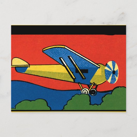 Retro-Deco-Flugzeug Postkarte (Vorderseite)