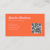 Retro Decorative Minimalist Orange Pink QR Code Visitenkarte (Rückseite)
