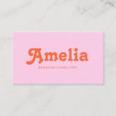 Retro Decorative Minimalist Orange Pink QR Code Visitenkarte (Vorderseite)