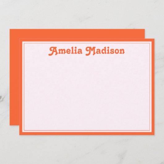 Retro Decorative Minimalist Pink Orange Mitteilungskarte (Vorne/Hinten)