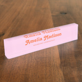 Retro Decorative Pink Orange Namensplakette