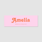 Retro Decorative Simple Pink Orange Namensschild (Vorderseite)