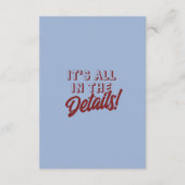 Retro Deep Red Blue Funky Modern Wedding Details   Begleitkarte (Rückseite)