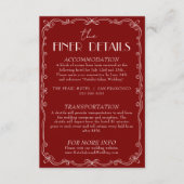 Retro Deep Red Ivory Old Money Wedding Details  Begleitkarte (Vorderseite)