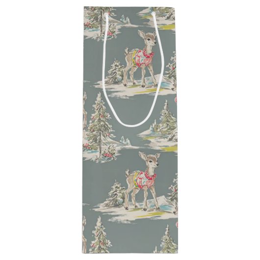 retro deer geschenktüte für weinflaschen (Vorderseite)
