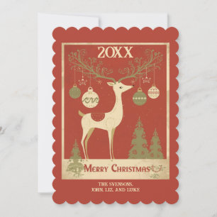 Retro Deer Scandinavian Style Feiertagskarte