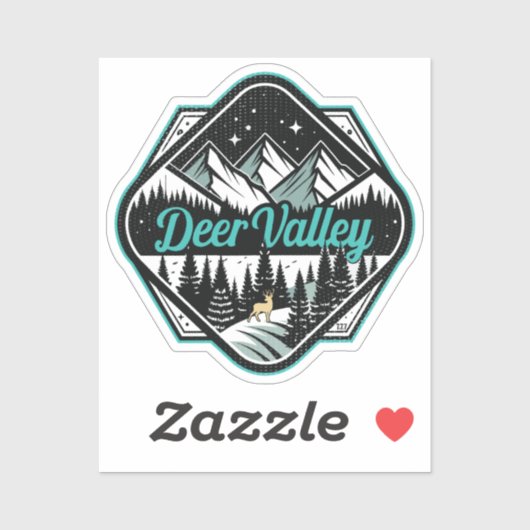 Retro Deer Valley Ski Aufkleber (Blatt)