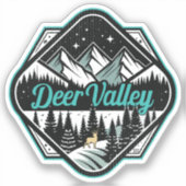 Retro Deer Valley Ski Aufkleber (Vorderseite)