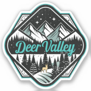 Retro Deer Valley Ski Aufkleber