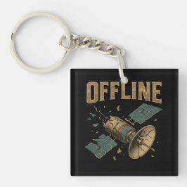 Retro defekter Satellit "OFFLINE" Weltraum-Kunst Schlüsselanhänger