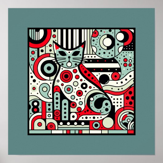 Retro Deko Cat Art Print - Whimsical Feline (Vorne)