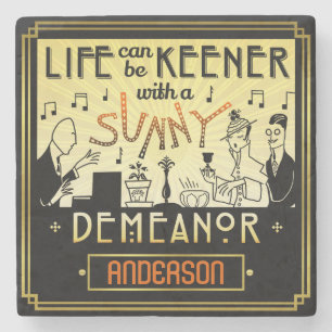 Retro Deko-sonniger Verhalten-individueller Name Steinuntersetzer