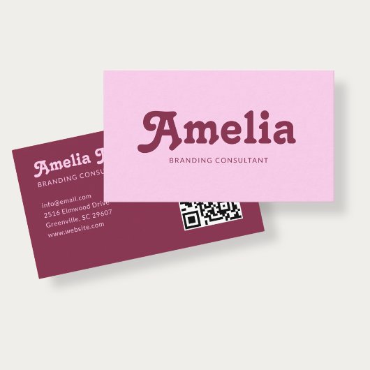 Retro-Dekorativer minimalistischer Rosa Visitenkarte