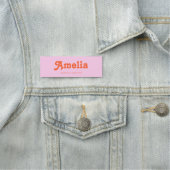 Retro-Dekoratives Einfaches Pink Orange Namensschild (Beispiel)