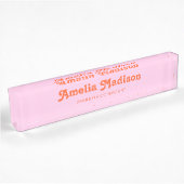 Retro Dekoratives Rosa Orange Namensplakette