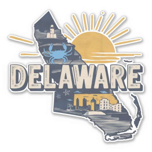 Retro Delaware Aufkleber (Vorderseite)