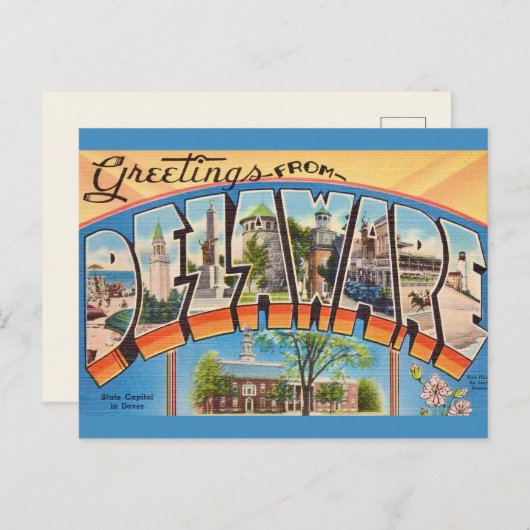 Retro Delaware Greetings Postkarte (Vorne/Hinten)
