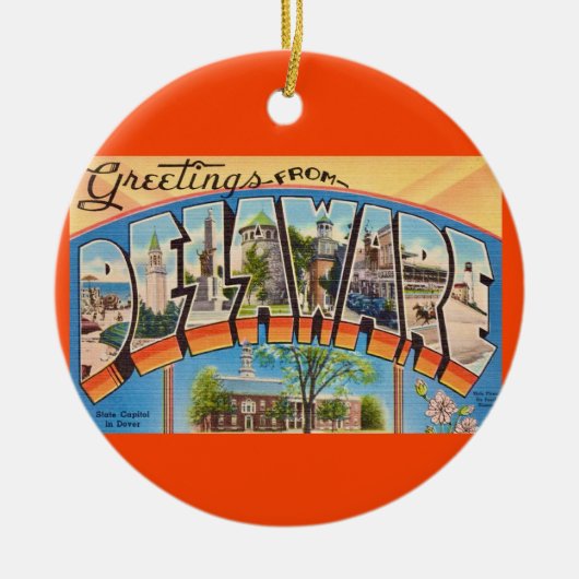 Retro Delaware Grüße   Keramik Ornament (Vorne)
