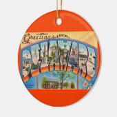 Retro Delaware Grüße   Keramik Ornament (Links)