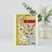 Retro Delaware Karte Postkarte (Stehend Vorderseite)