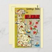 Retro Delaware Karte Postkarte (Vorne/Hinten)