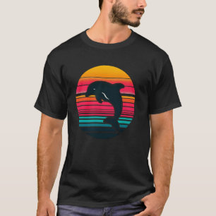 Retro-Delfin-Silhouette Meerestier Wal Delfin  T-Shirt