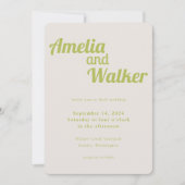 Retro Delight Chartreuse Green Wedding Einladung (Vorderseite)