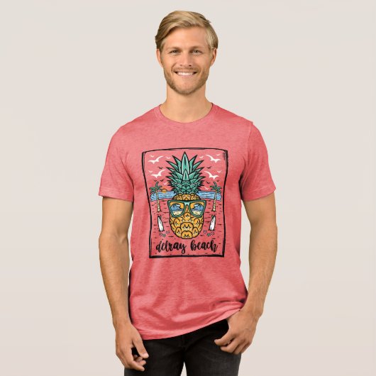 Retro Delray Beach Florida Tri-Blend Shirt (Vorderseite voll)