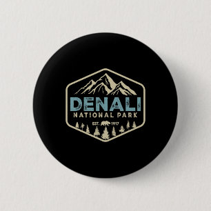Retro Denali Nationalpark Berge Natur Vintag Button