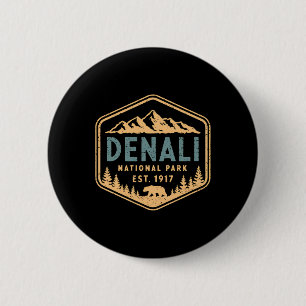 Retro Denali Nationalpark Berge Natur Vintag Button