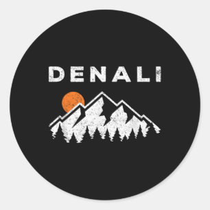 Retro Denali Nationalpark Berge Vintage Alask Runder Aufkleber